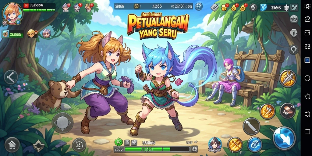 Gameplay Anime seru dalam 333666 dengan karakter menarik.