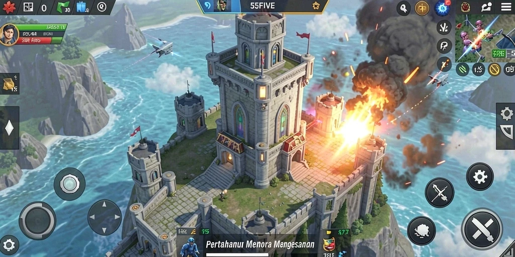 Gameplay seru Tower Defense di 55FIVE dengan strategi menawan.