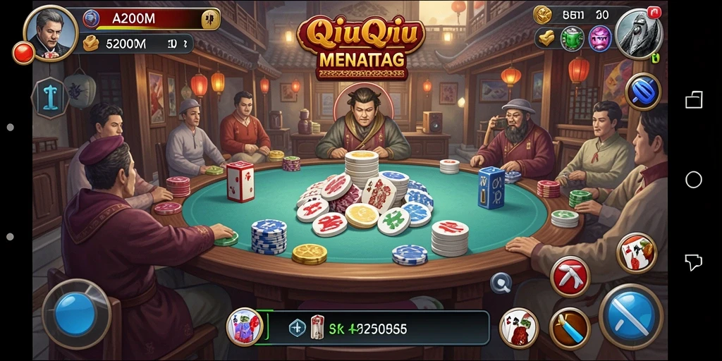 Screenshot A200M menampilkan momen seru permainan QiuQiu.