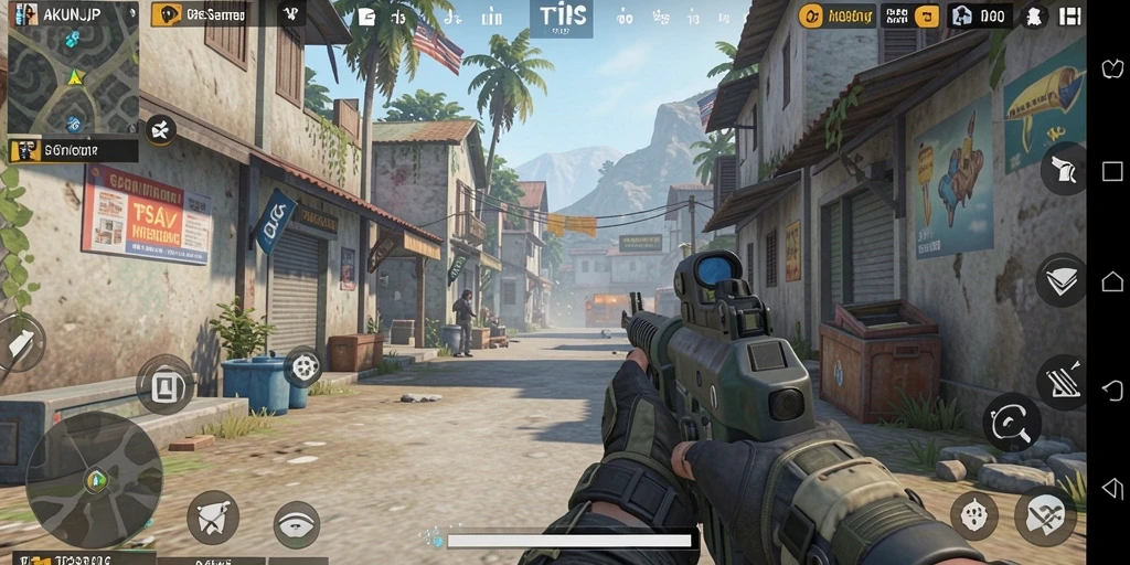 Gameplay AKUNJP yang seru dengan aksi tembak-menembak.