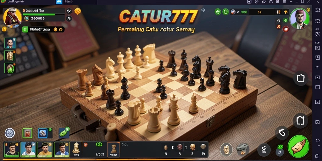 Tampilan gameplay menegangkan dengan papan catur yang interaktif.