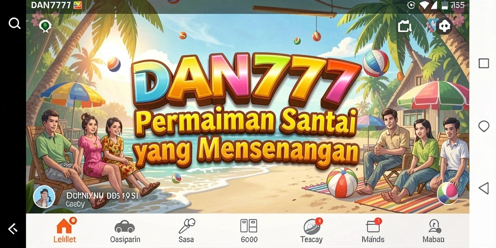 Screenshot utama DAN777 menampilkan gameplay santai yang menyenangkan.