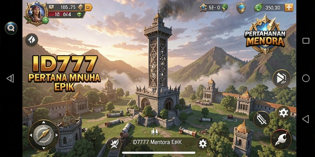 Tampilan gameplay Tower Defense yang seru dan mendebarkan di ID777.