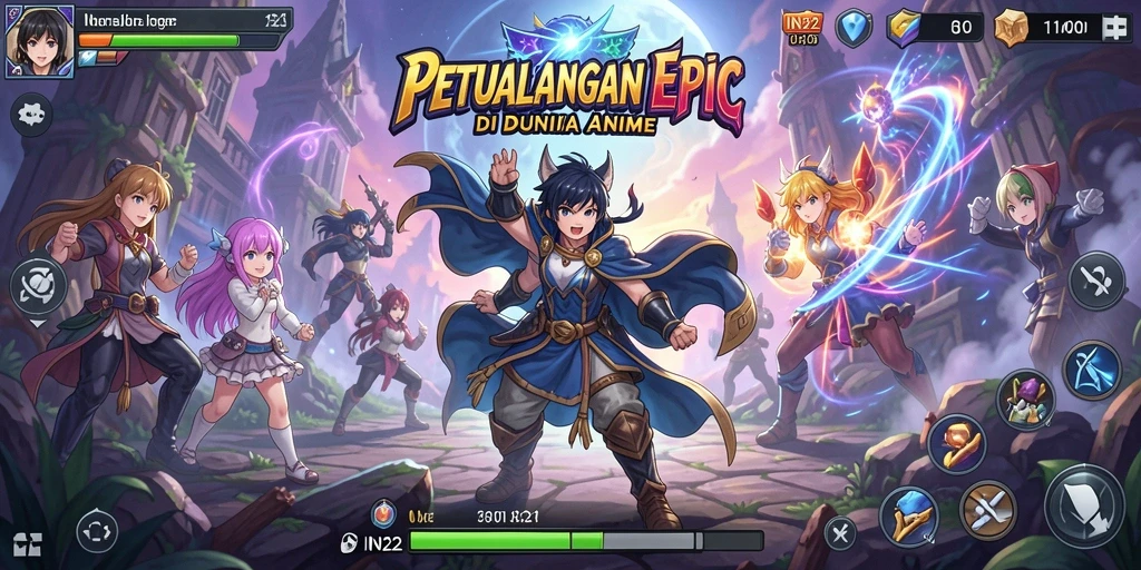 Screenshot gameplay IN22 menampilkan aksi seru dari karakter anime.
