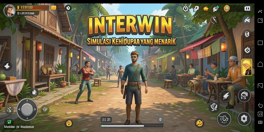 Tangkapan layar gameplay INTERWIN yang menampilkan simulasi kehidupan yang menarik.