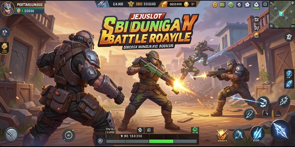 Tangkapan layar gameplay JEJUSLOT menampilkan aksi Battle Royale yang mendebarkan.
