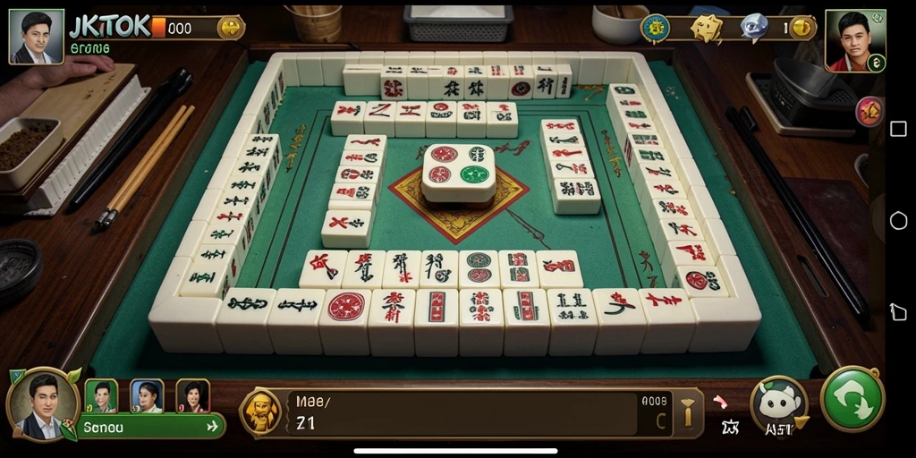 Screenshot JKTOK menampilkan gameplay seru Mahjong yang penuh warna.