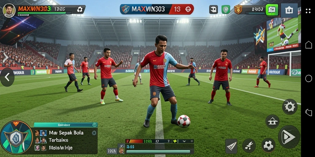 Tampilan gameplay seru dari game sepak bola MAXWIN303.