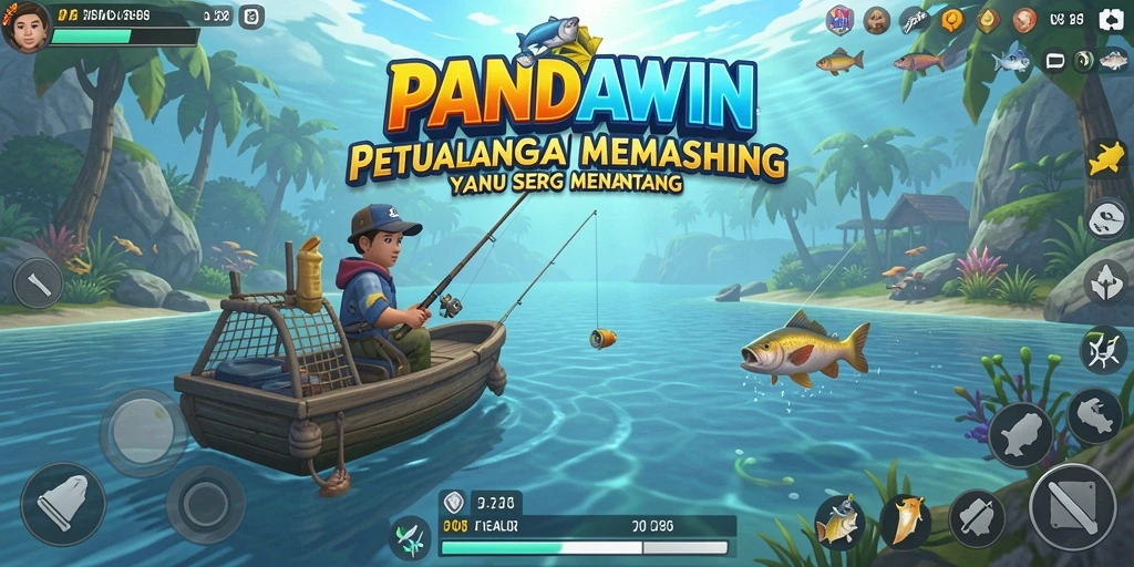 Gameplay seru memancing di berbagai lokasi menarik.