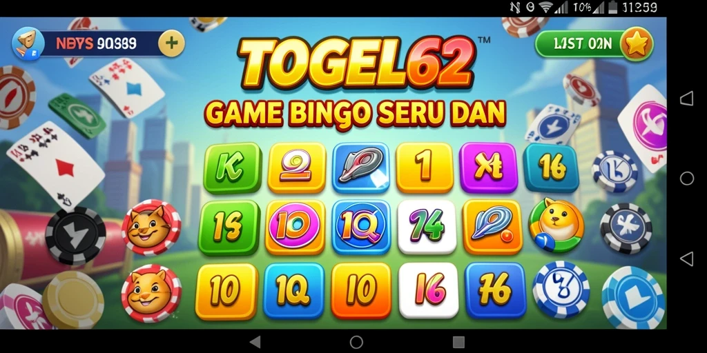 Tampilan gameplay TOGEL62 yang seru dan menarik saat bermain Bingo.